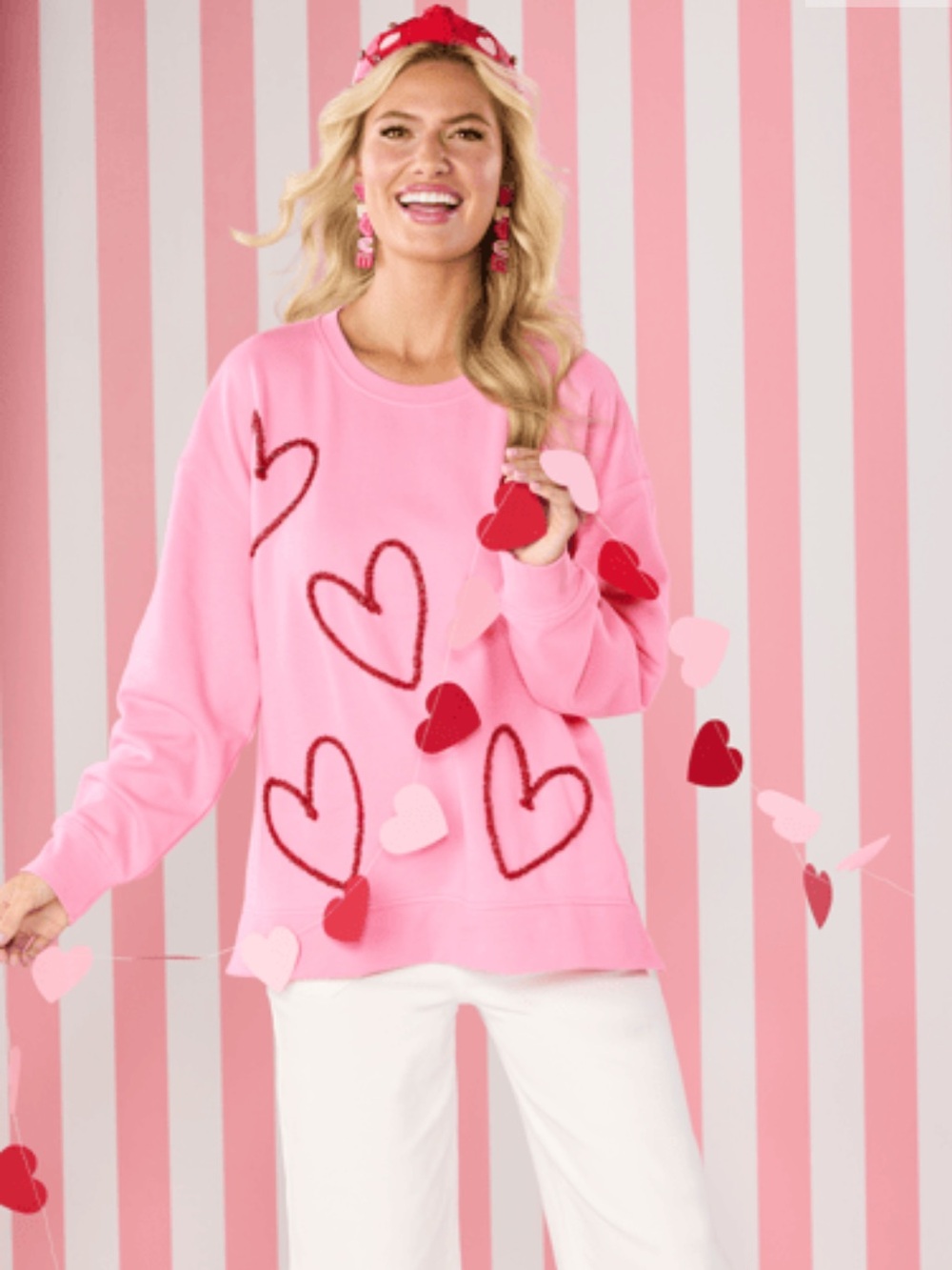 Mud Pie Pink Love Sparkle sweatshirt one size.